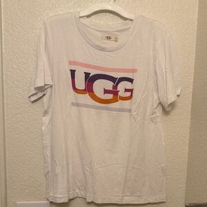 UGG White Tee with Multicolor Logo